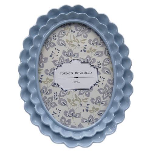 Urban Resin/Wood Lotti Petal Oval Photo Picture Frame 5x7in 22x18cm Blue