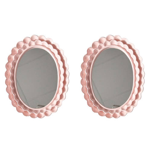 2PK Urban Resin/Wood Lotti Petal Oval Mirror Frame 5x7in 22x18cm Pink