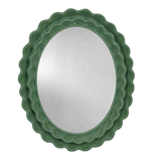 Urban Resin/Wood Lotti Petal Oval Mirror 5x7in 22x18cm Sage Green