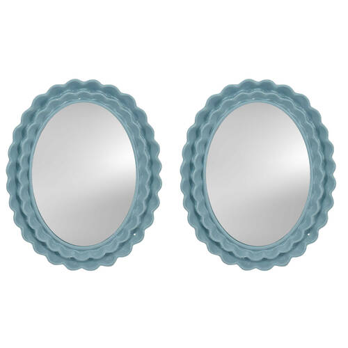 2PK Urban Resin/Wood Lotti Petal Oval Mirror Frame 5x7in 22x18cm Blue