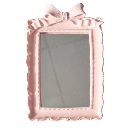 Urban Resin/Wood Lotti Bow Rectangular Mirror Frame 4x6in 20x14cm Pink