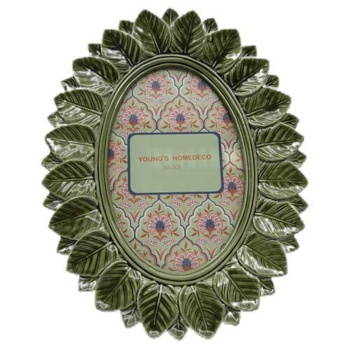 Urban Resin/Wood Oval Leaf Photo Picture Frame 4x6in 22x18cm Green
