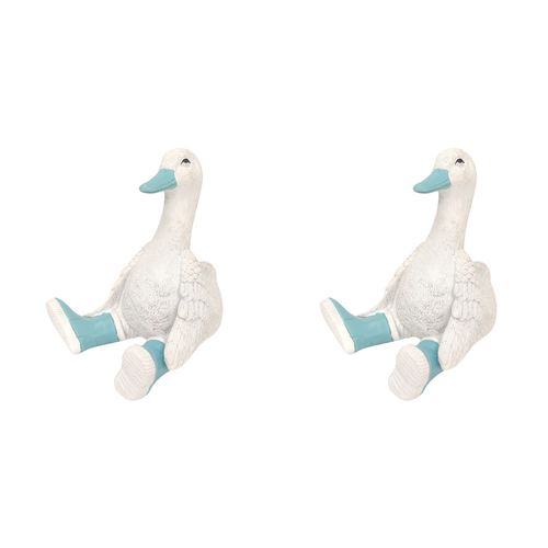 2PK Urban Sitting Duck in Boots Ornament Blue 13cm Decorative Decor