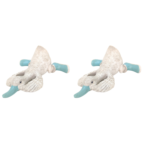 2PK Urban Laying Duck in Boots Ornament Blue 9cm Decorative Decor