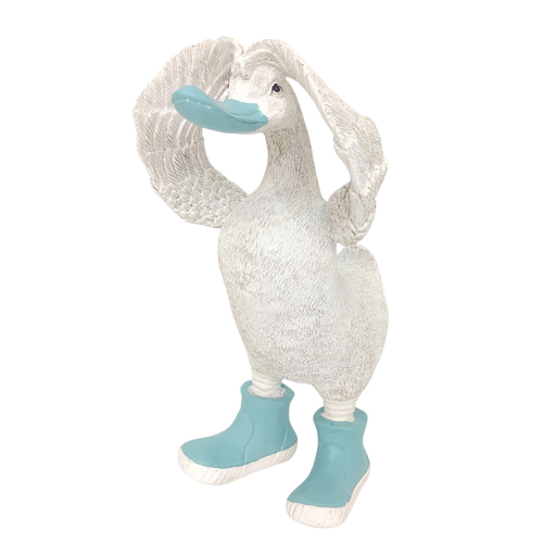 Urban Hiding Duck in Boots Ornament Blue 22cm Decorative Decor