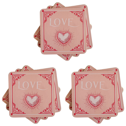 3PK Urban Love Cork MDF Coasters Red 10cm Kitchen Decor Tableware
