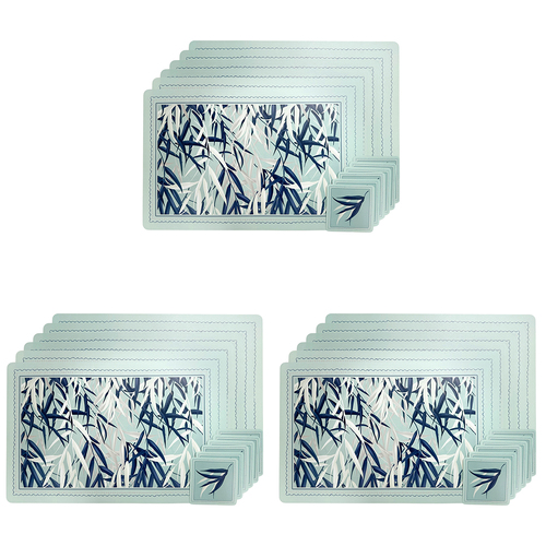 3x 12pc Urban Eucalyptus Floral Placemats and Coasters Kitchen Decor Tableware