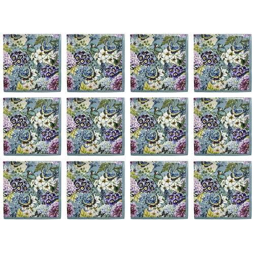 12x 20pc Urban Heidi Flower Napkins Blue 33x33cm Kitchen Decor Tableware