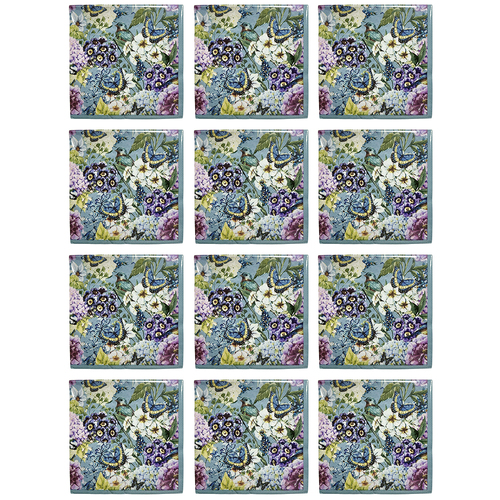 24x 20pc Urban Heidi Flower Napkins Blue 33x33cm Kitchen Decor Tableware