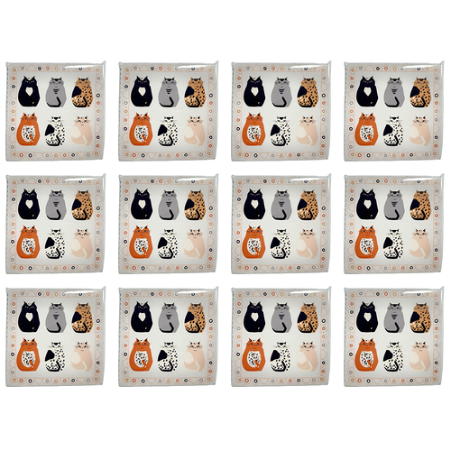 12x 20pc Urban Cat Napkins Grey 33x33cm Kitchen Decor Tableware