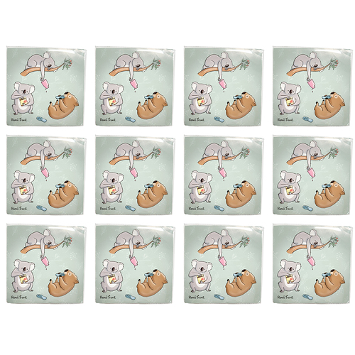 12x 20pc Urban RT Animals Napkins Sage 33x33cm Kitchen Decor Tableware
