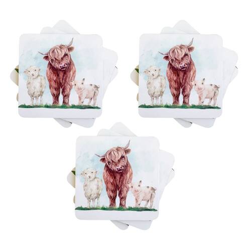 3x 4pc Urban Highland Friends Cork Coasters Table Protector Brown 10cm