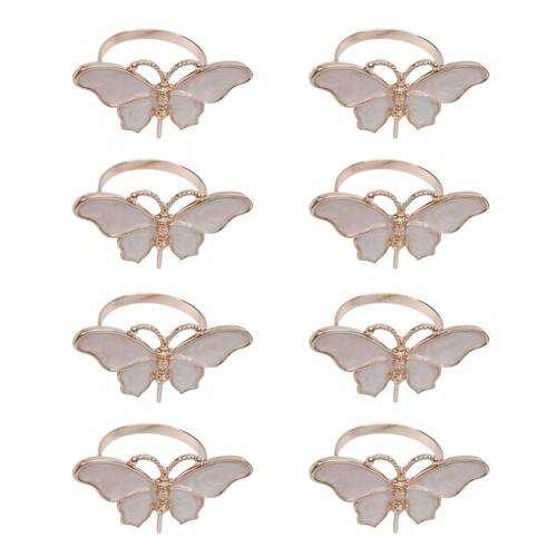 8PK Urban Butterfly Napkin Ring Kitchen Table Organiser Cream