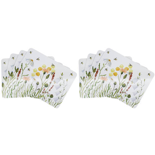 2x 4pc Urban Bee Meadow Cork Wooden Table Placemats 28x38cm White/Yellow