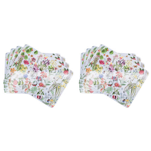 2x 4pc Urban Botanicals Floral Cork Wooden Table Placemats 28x38cm Blue