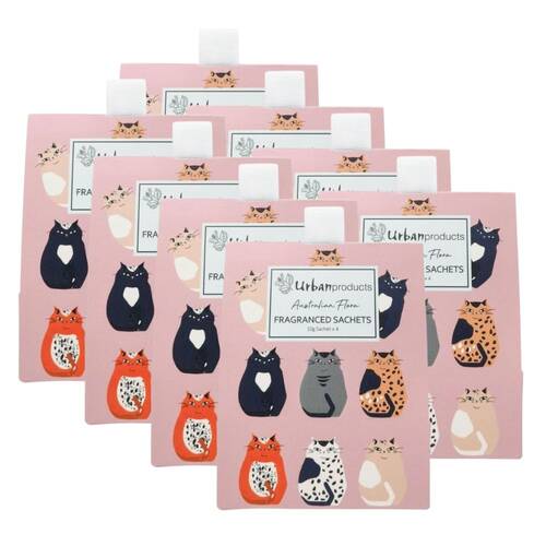 8x 4pc Urban 10g Cat Design Australian Flora Paper Scented Sachet