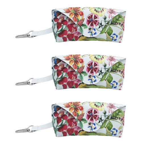3PK Urban Leather Botanical Glasses Soft Storage Case 6x16cm Blue