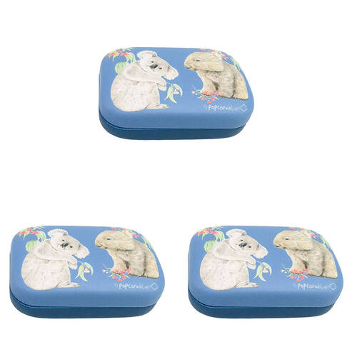 3PK Urban Leather Popcorn Blue Australian Animals Mini Travel Case 9cm
