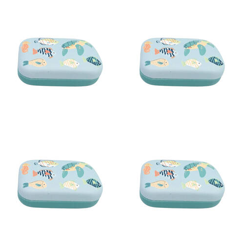 4PK Urban Leather Reef Mini Travel Cosmetic Storage Case 9cm Blue