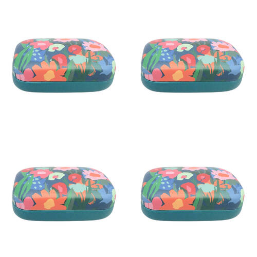 4PK Urban Leather Nell Floral Mini Travel Storage Case 9cm Green