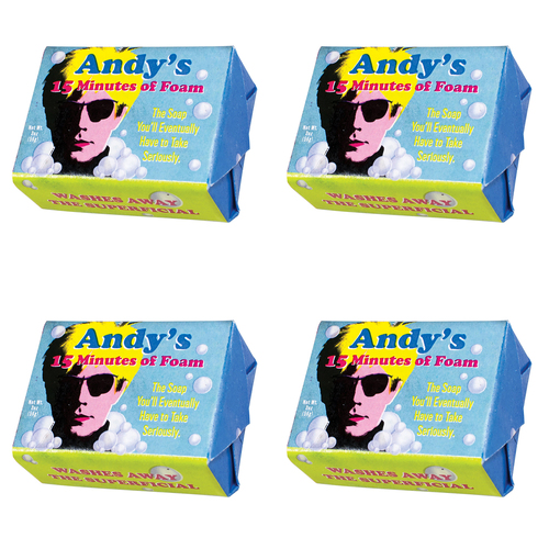 4PK Unemployed Philosophers Guild 56g Body Bar Soap Andy's 15 Minutes of Foam