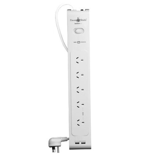 PowerShield 1.2m ZapGuard 5-Way Power Surge Filter Board w/ 2x USB Ports