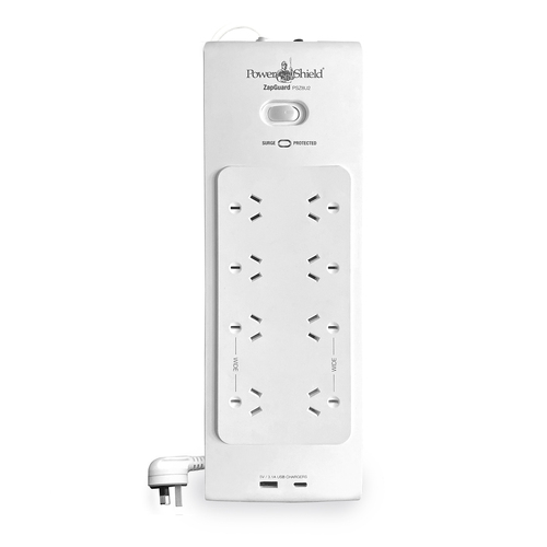 PowerShield 1.2m ZapGuard 8-Way Power Surge Filter Board w/ USB/USB-C Port