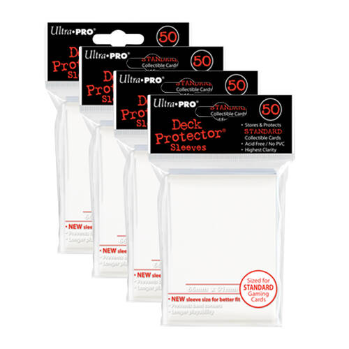 4x 50pc Ultra Pro Card Deck Sleeve Protector 66x91mm - White