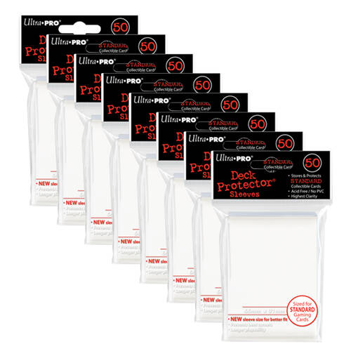 8x 50pc Ultra Pro Card Deck Sleeve Protector 66x91mm - White