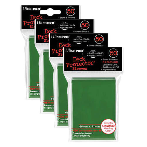 4x 50pc Ultra Pro Card Deck Sleeve Protector 66x91mm - Green