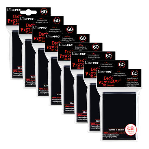 8x 60pc Ultra Pro Mini Deck Gaming Card Sleeve Protector 62x89mm - Black
