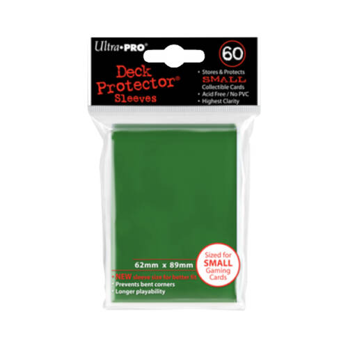 60pc Ultra Pro Mini Deck Gaming Card Sleeve Protector 62x89mm - Green
