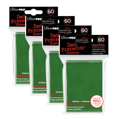 4x 60pc Ultra Pro Mini Deck Gaming Card Sleeve Protector 62x89mm - Green