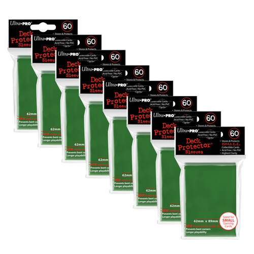 8x 60pc Ultra Pro Mini Deck Gaming Card Sleeve Protector 62x89mm - Green