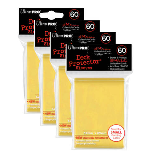 4x 60pc Ultra Pro Mini Deck Gaming Card Sleeve Protector 62x89mm - Yellow