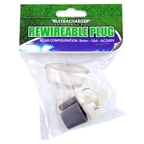 Ultracharge 10A Rewireable Plug 240V Rear Entry