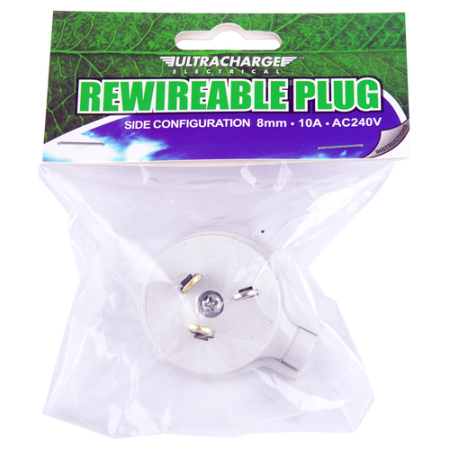 Ultracharge 10A Rewireable Plug 240V Side Entry