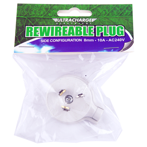 Ultracharge 10A Rewireable Plug 240V Side Entry