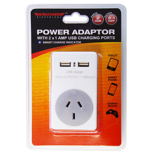 Ultracharge Power Adaptor w/ Dual USB Ports