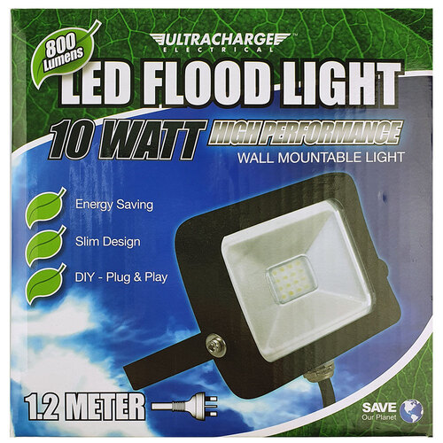 Ultracharge 10W Wall Mounted Led Floodlight - Black