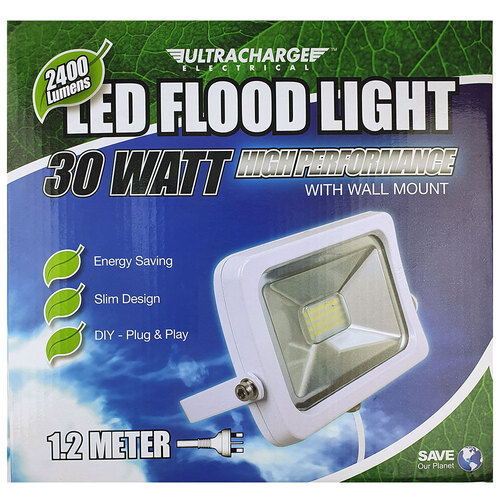 Ultracharge 30W Wall Mounted Led Floodlight - White