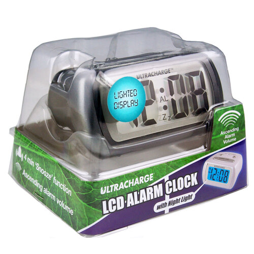 Ultracharge Digital Lcd Alarm Clock Assorted