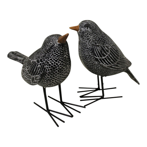 LVD 2pc Resin/Iron 21cm Birds Home Decorative Figurine Set - Black