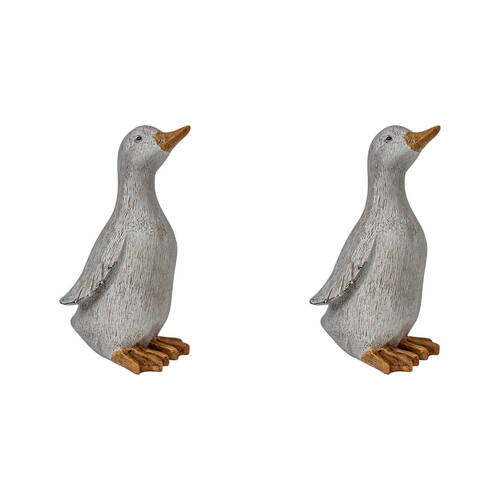 2PK LVD Resin Duck Sitting Small Home/Garden Decor 10cm - White