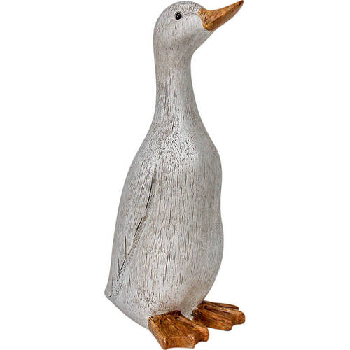 LVD Resin Duck Sitting Large Home/Garden Decor 30cm - White