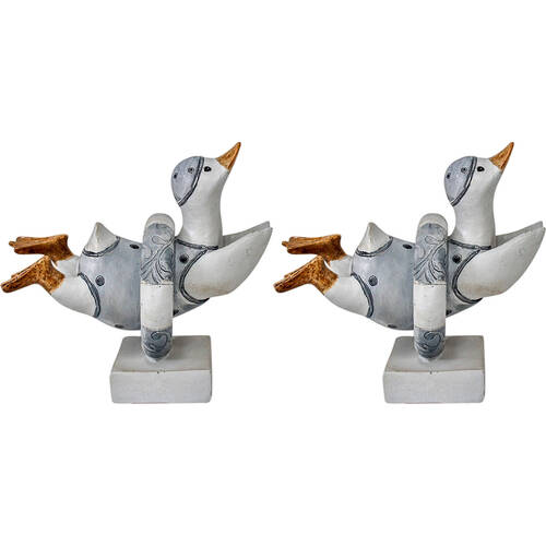 2PK LVD Swimming Duck Resin Figurine Home/Lounge Decor 13.5cm