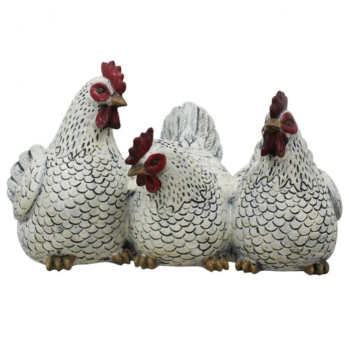 LVD Resin Decorative 3 Chicken Friends White 30cm