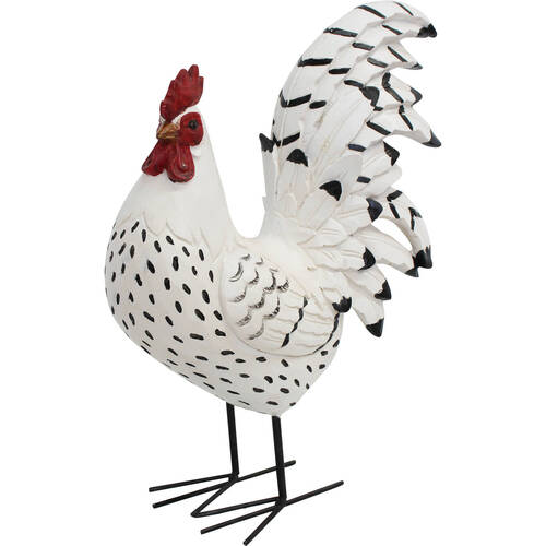 LVD Resin Rooster Home/Garden Decor 30x34cm - White
