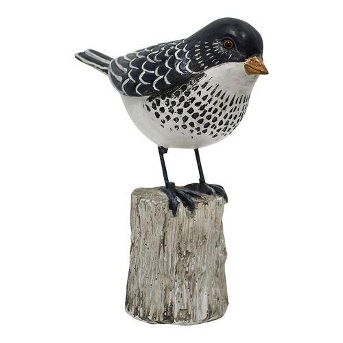 LVD Resin 32cm Bird On Stump Home Decorative Figurine - Black