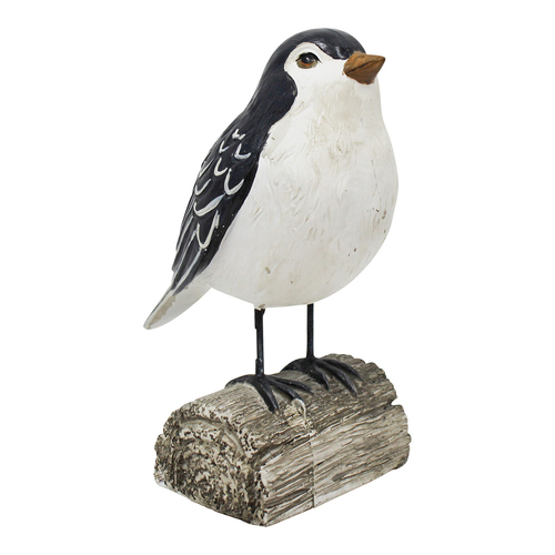 LVD Resin 20cm Bird On Half Stump Home Decorative Figurine - Black